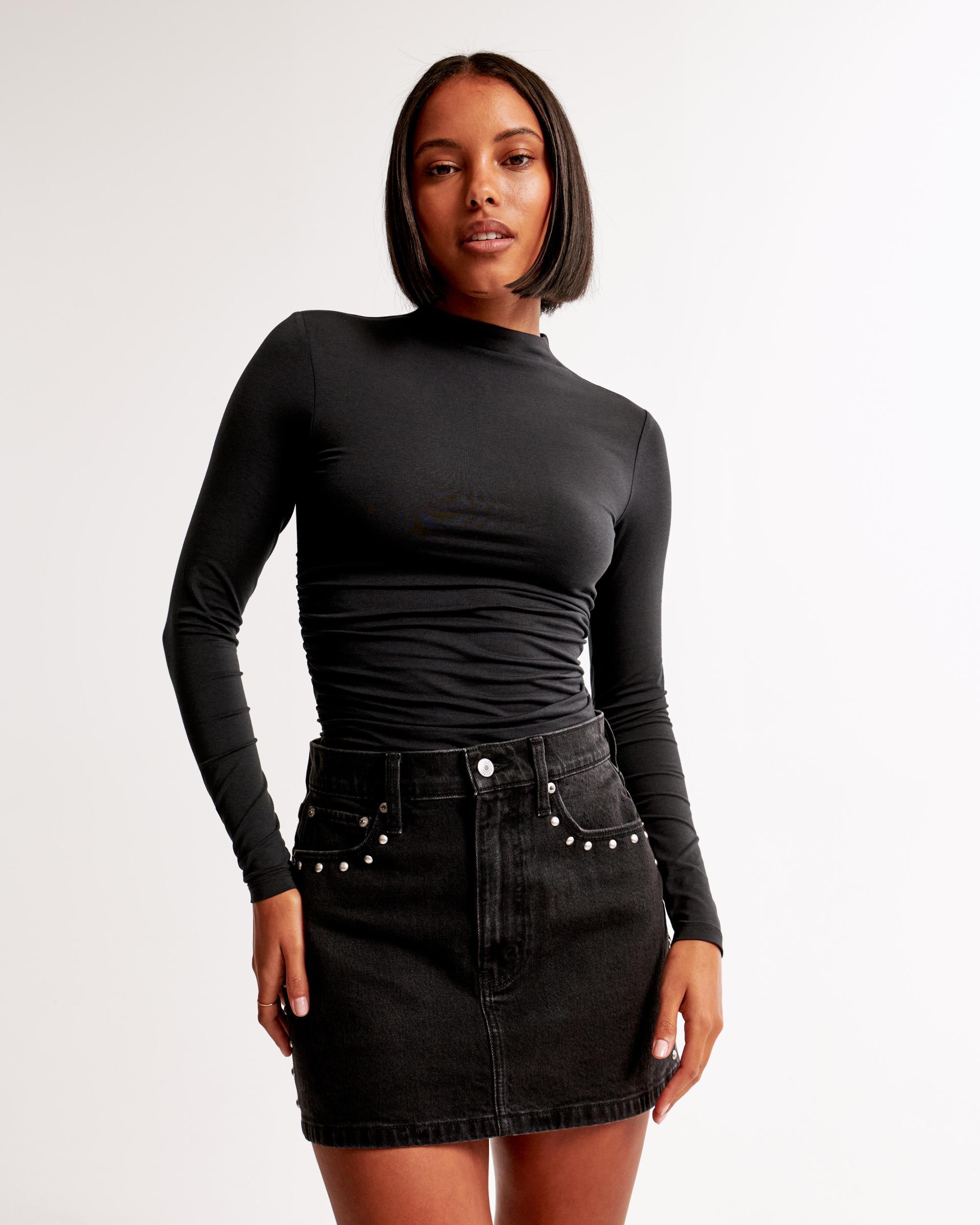 Denim Studded Mini Skirt Product Image