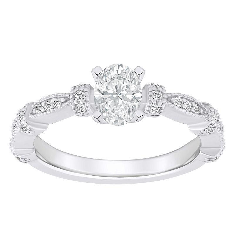 Alyson Layne 14k Gold 1/2 Carat T.W. Diamond Oval Engagement Ring, Women's, Size: 7.50, White Gold Product Image