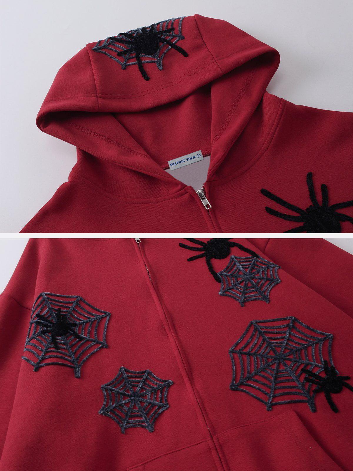 Aelfric Eden 3D Embroidery Spider Zip Up Hoodie Product Image