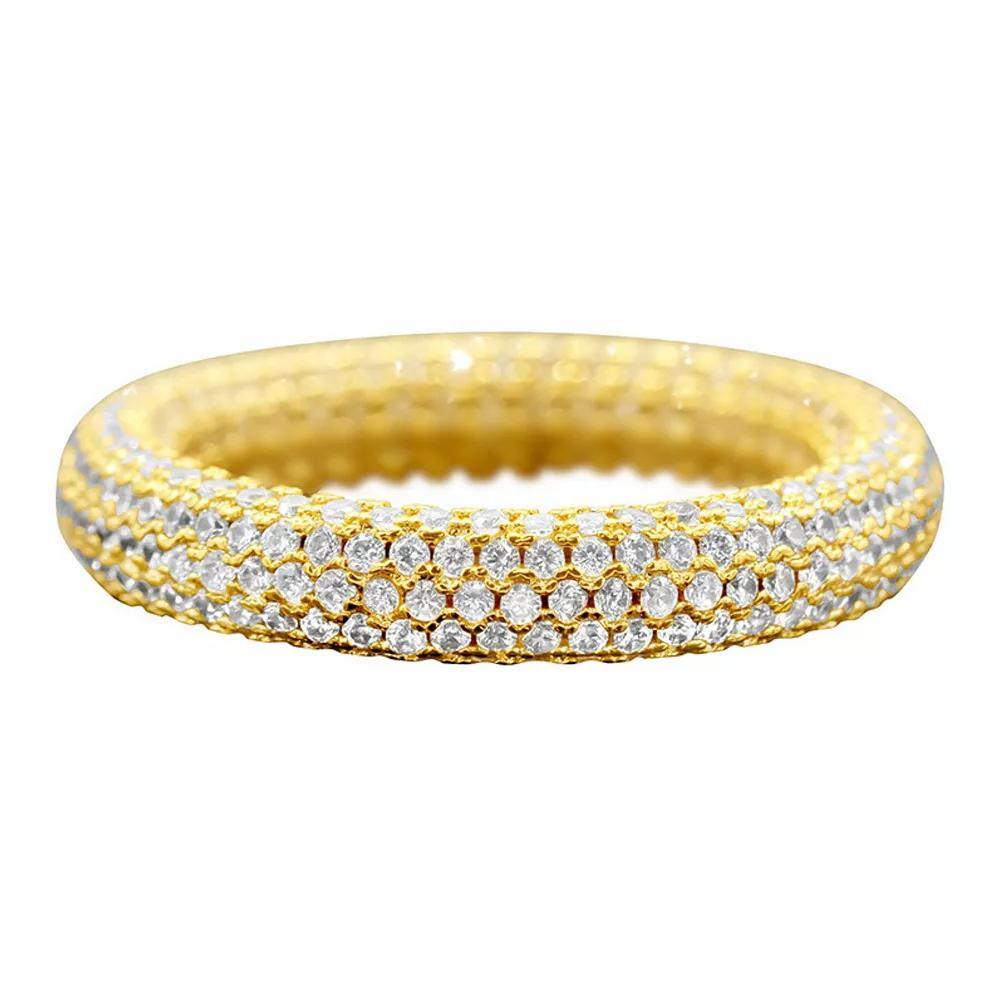 Adornia 14k Gold Plated Cubic Zirconia Pave Ring, Women's, Size: 9, Gold Tone Product Image
