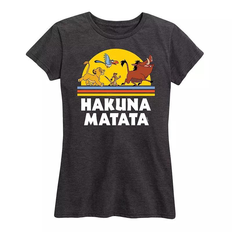 Disneys Lion King Womens Hakuna Matata Sunset Graphic Tee Heather Grey Product Image