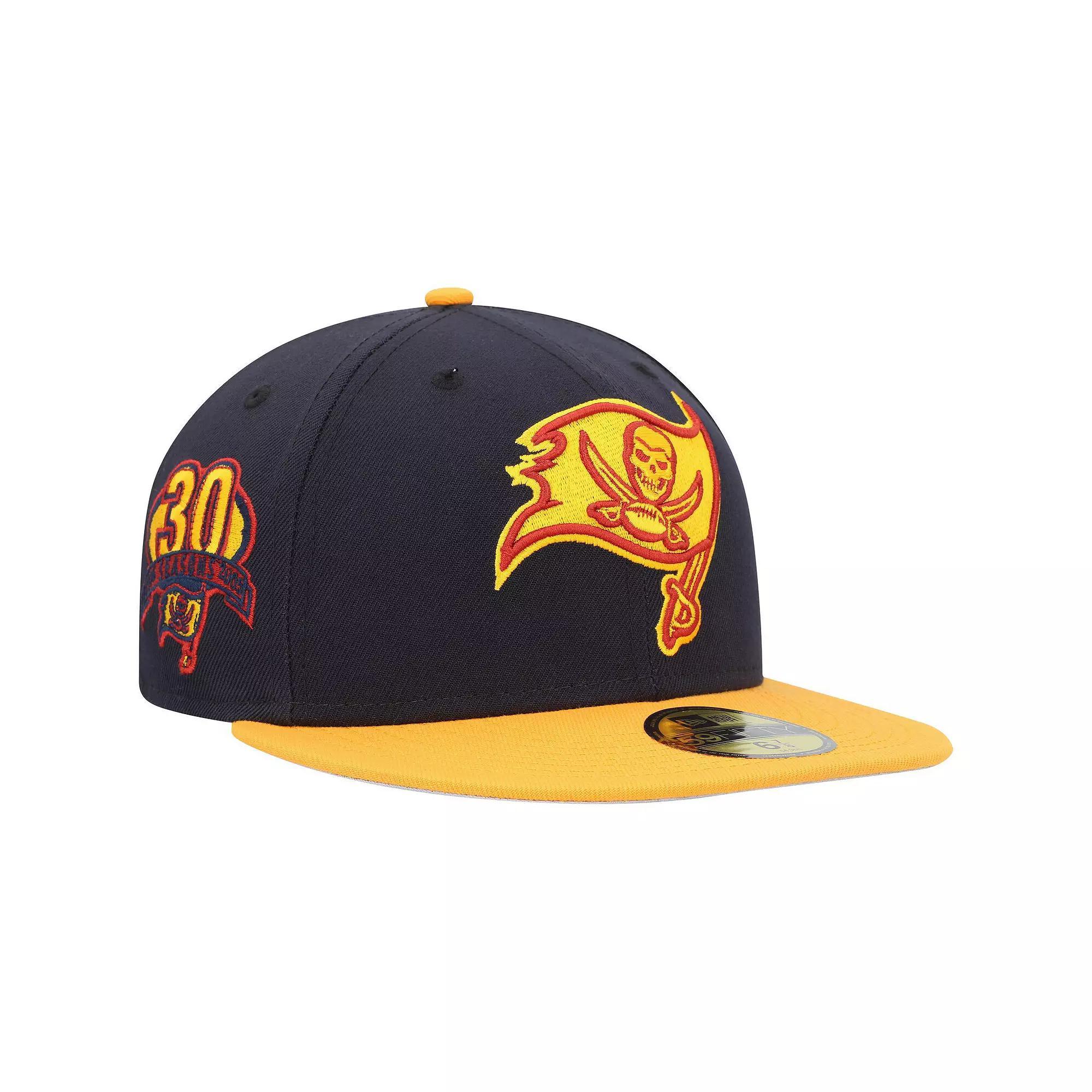 Men's New Era Navy/Gold Tampa Bay Buccaneers 30 Seasons 59FIFTY Fitted Hat, Size: 7 7/8, Blue Product Image