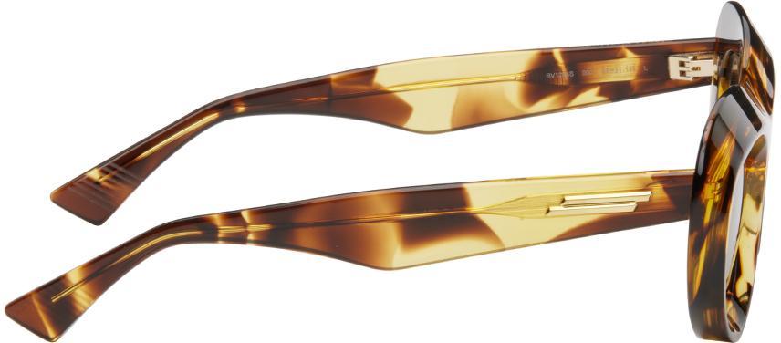 BOTTEGA VENETA Tortoiseshell Scoop Round Acetate Sunglasses In 002 Havana Product Image