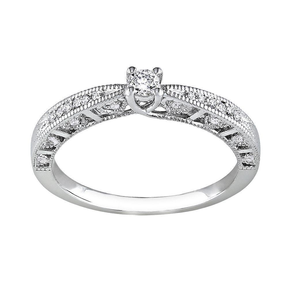 Sterling Silver 1/10-ct. T.W. Diamond Ring, Womens White Product Image
