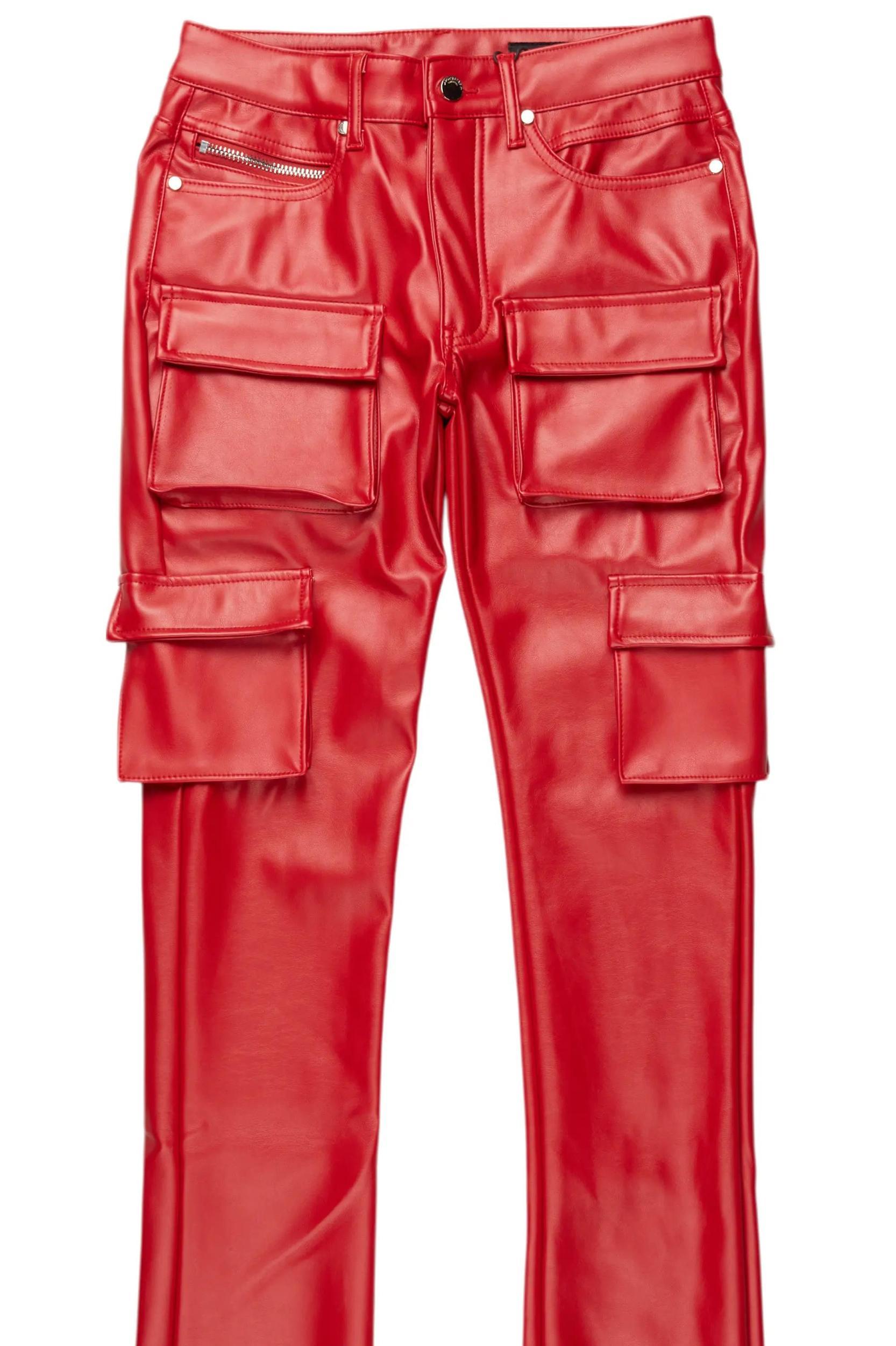Khaza Red PU Leather Jean Male Product Image