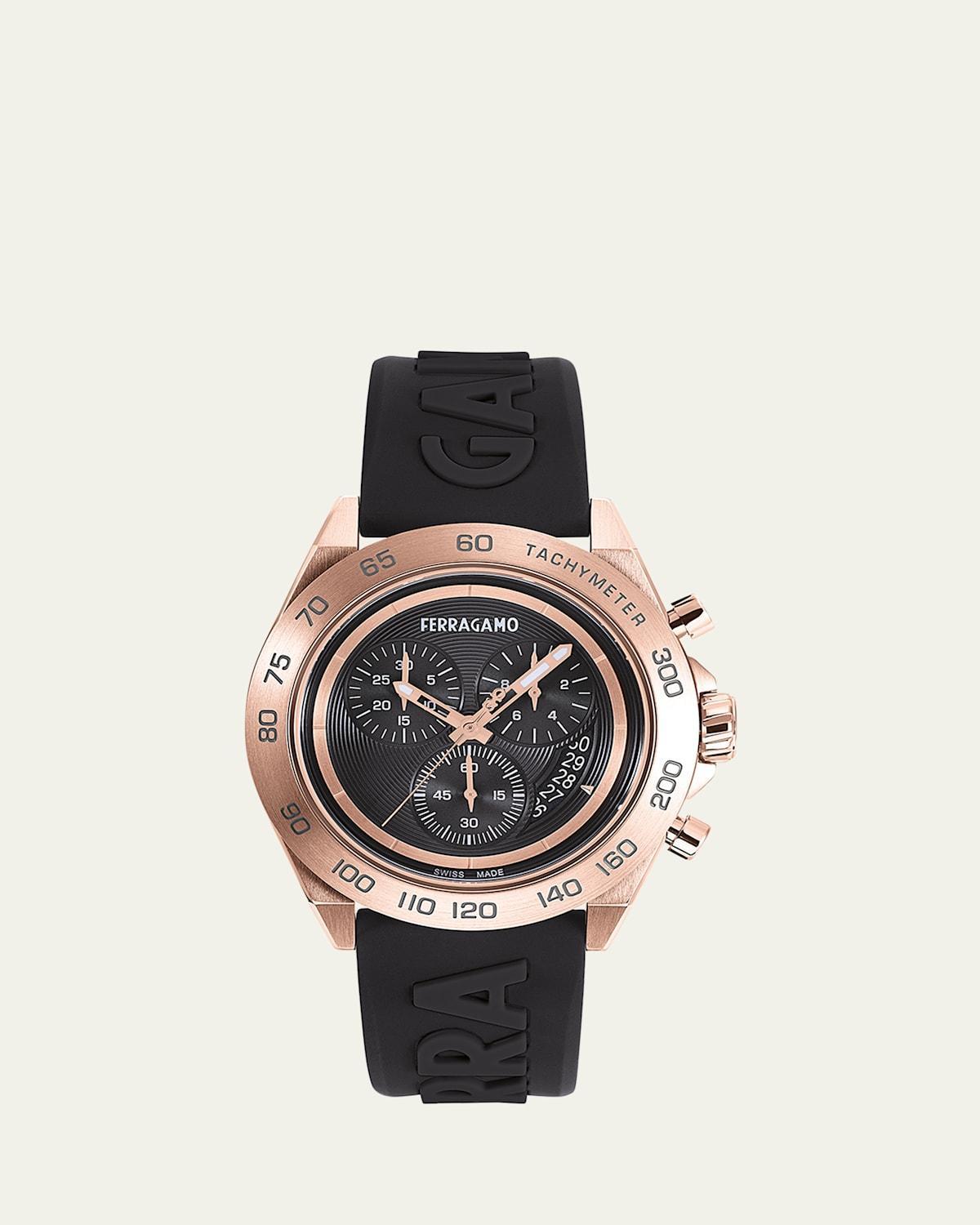 Mens Urban Chrono IP Yellow Gold Case & Silicone Strap Watch Product Image