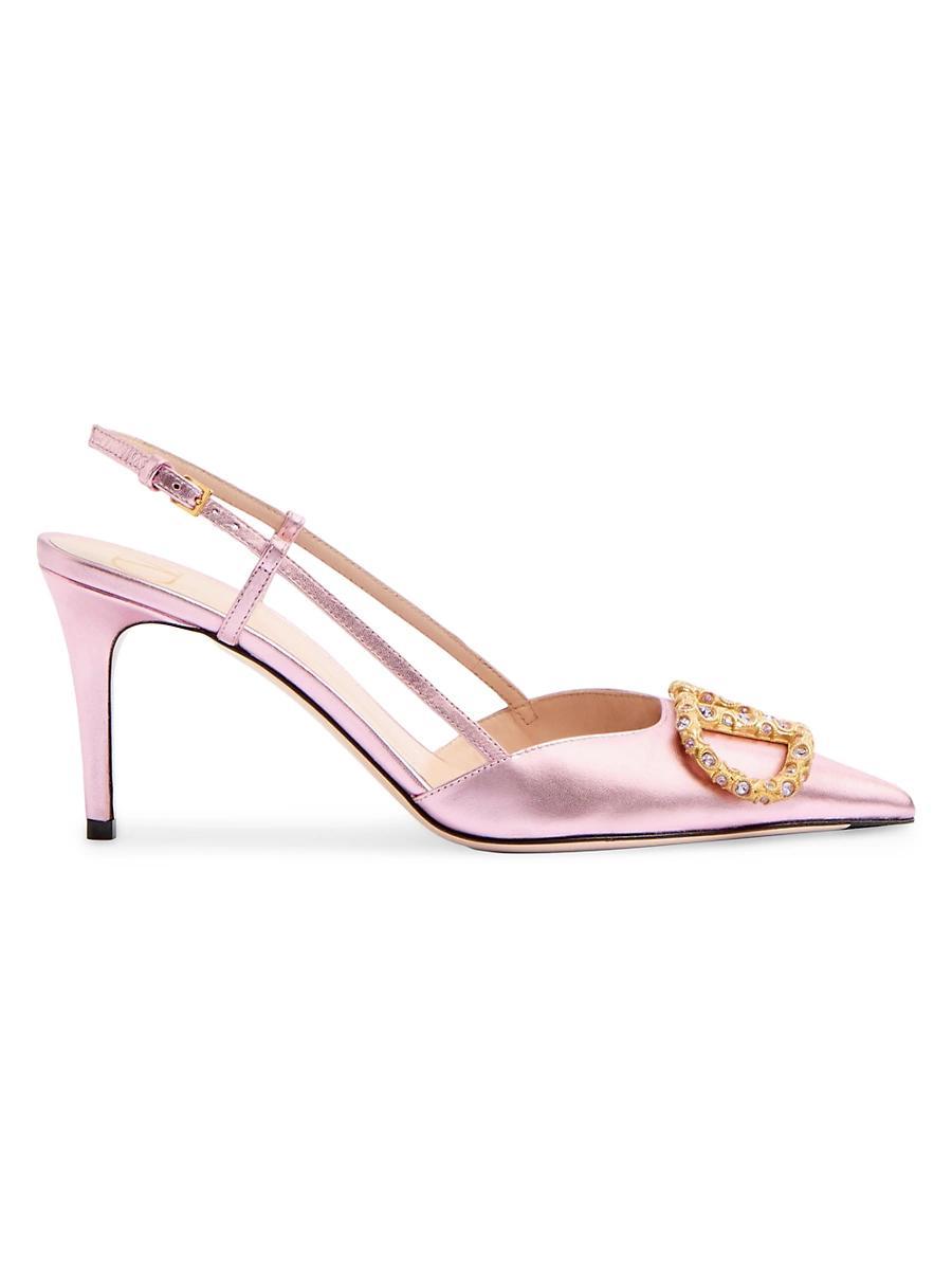 Womens VLogo Signature Laminated Nappa Leather 80MM Slingback Pumps Product Image