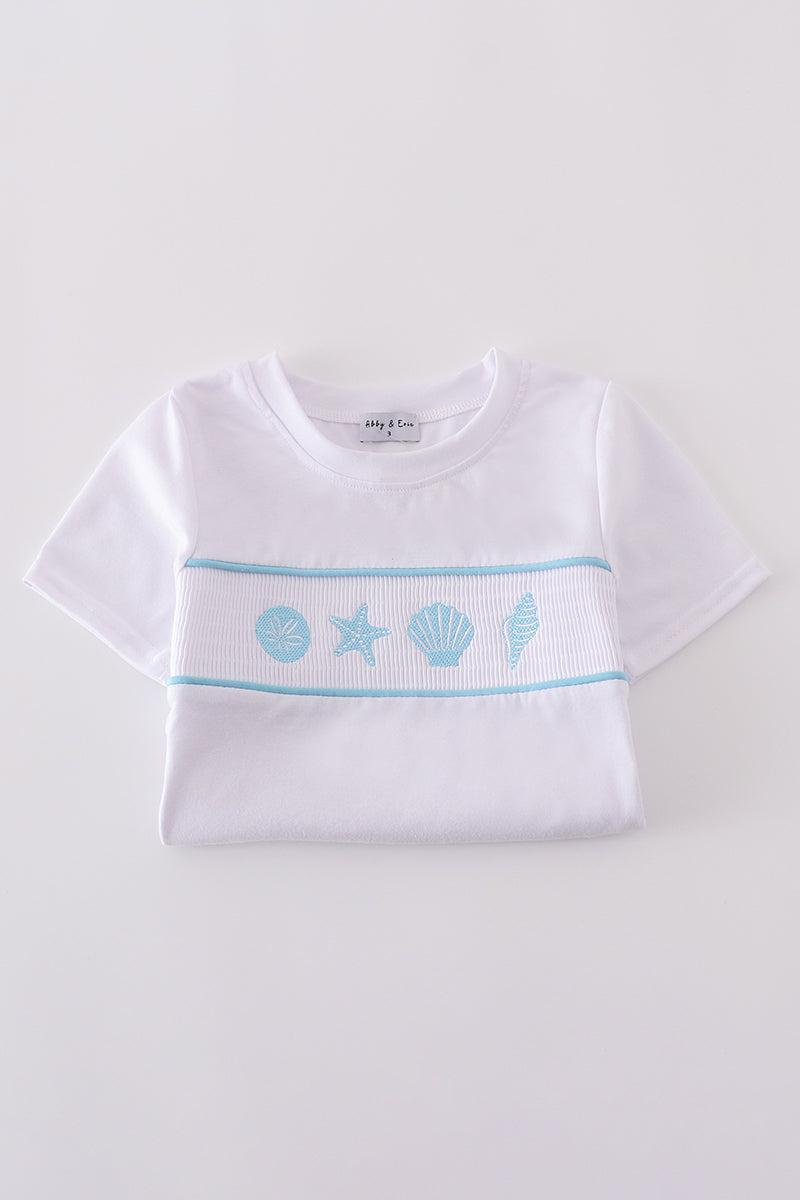 White starfish embroidery smocked set Product Image