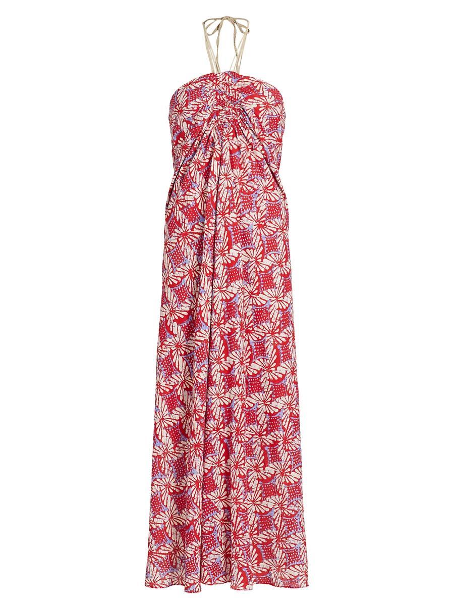 Womens Maya Floral Cotton Halterneck Maxi Dress Product Image