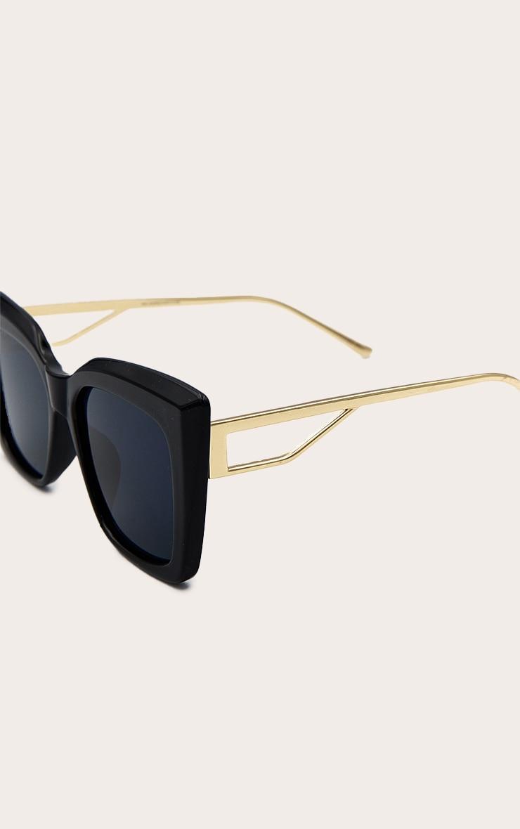 Black Oversized Metal Arm Cat Eye Sunglasses Product Image