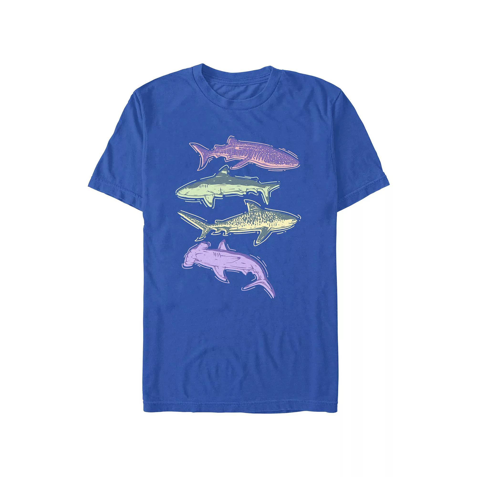 Mens Colorful Sharks Graphic Tee Product Image