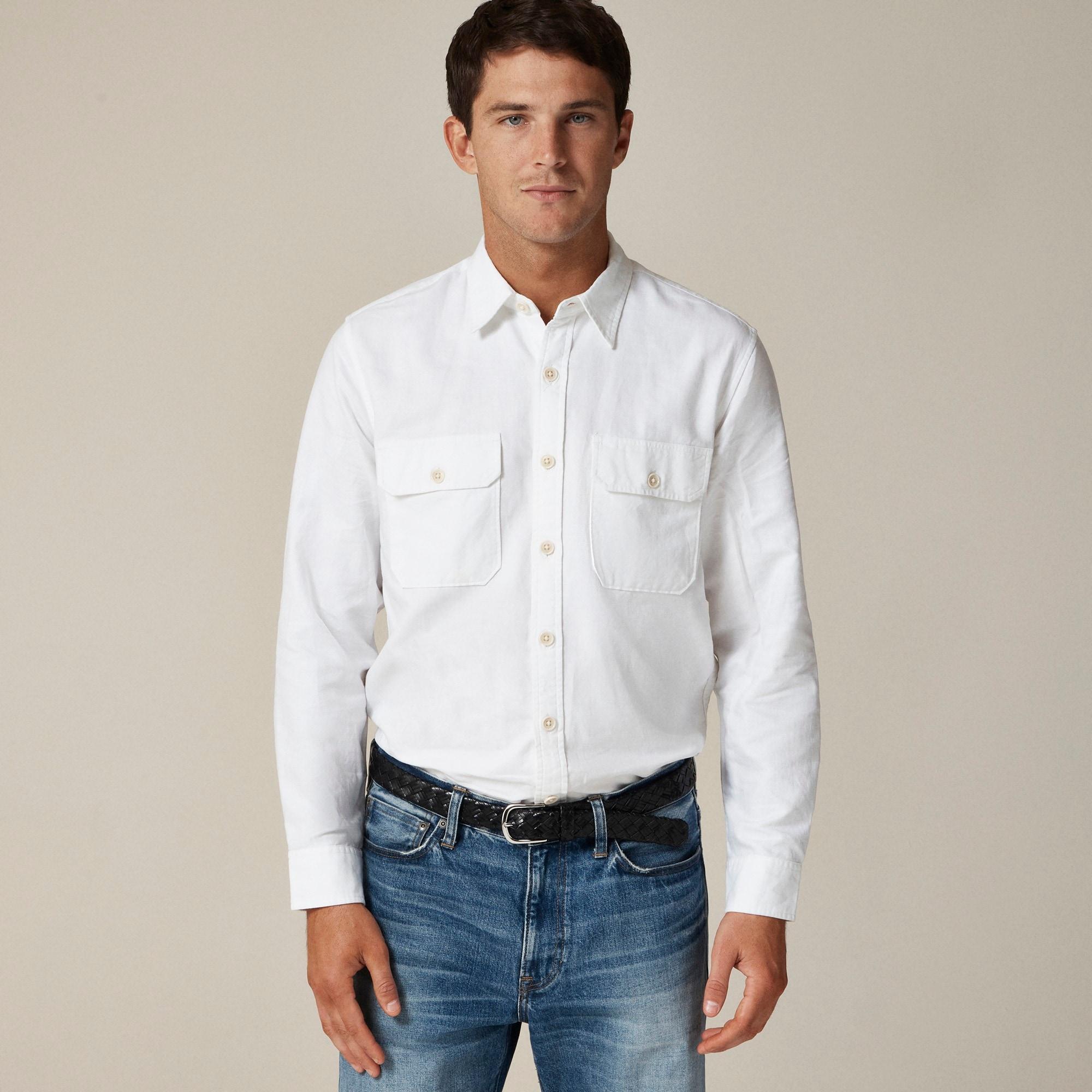Linen-cotton blend twill workshirt Product Image