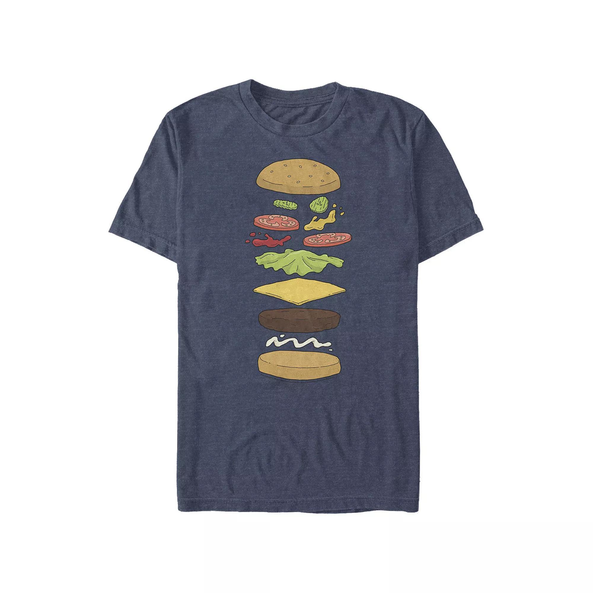 Men's Bob's Burgers Hamburger Elements Graphic Tee, Size: Small, Navy Grey Product Image