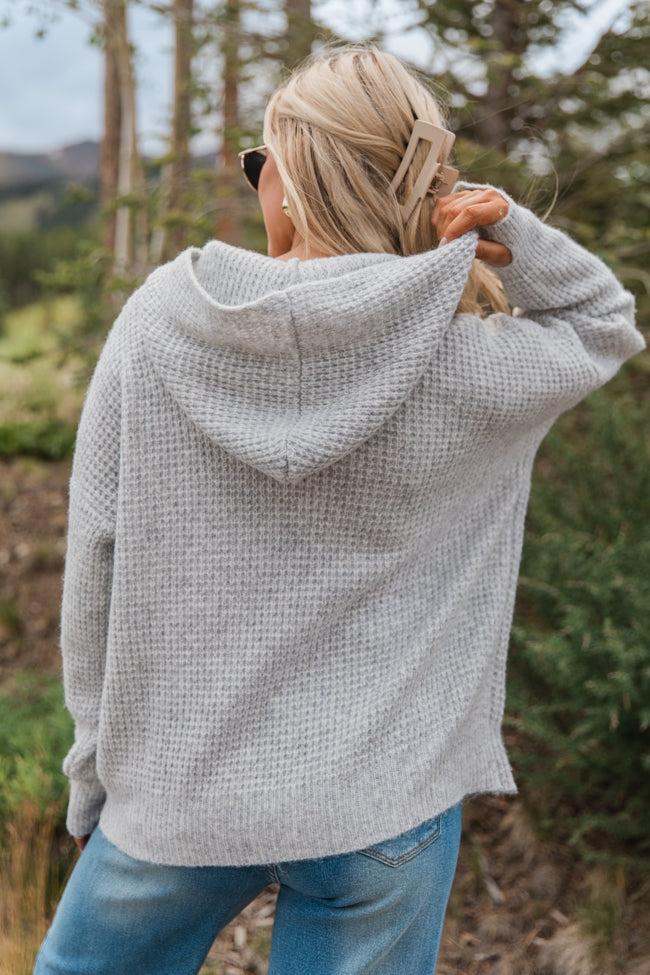 Found Your Love Grey Oversized Waffle Hooded Sweater FINAL SALE Product Image
