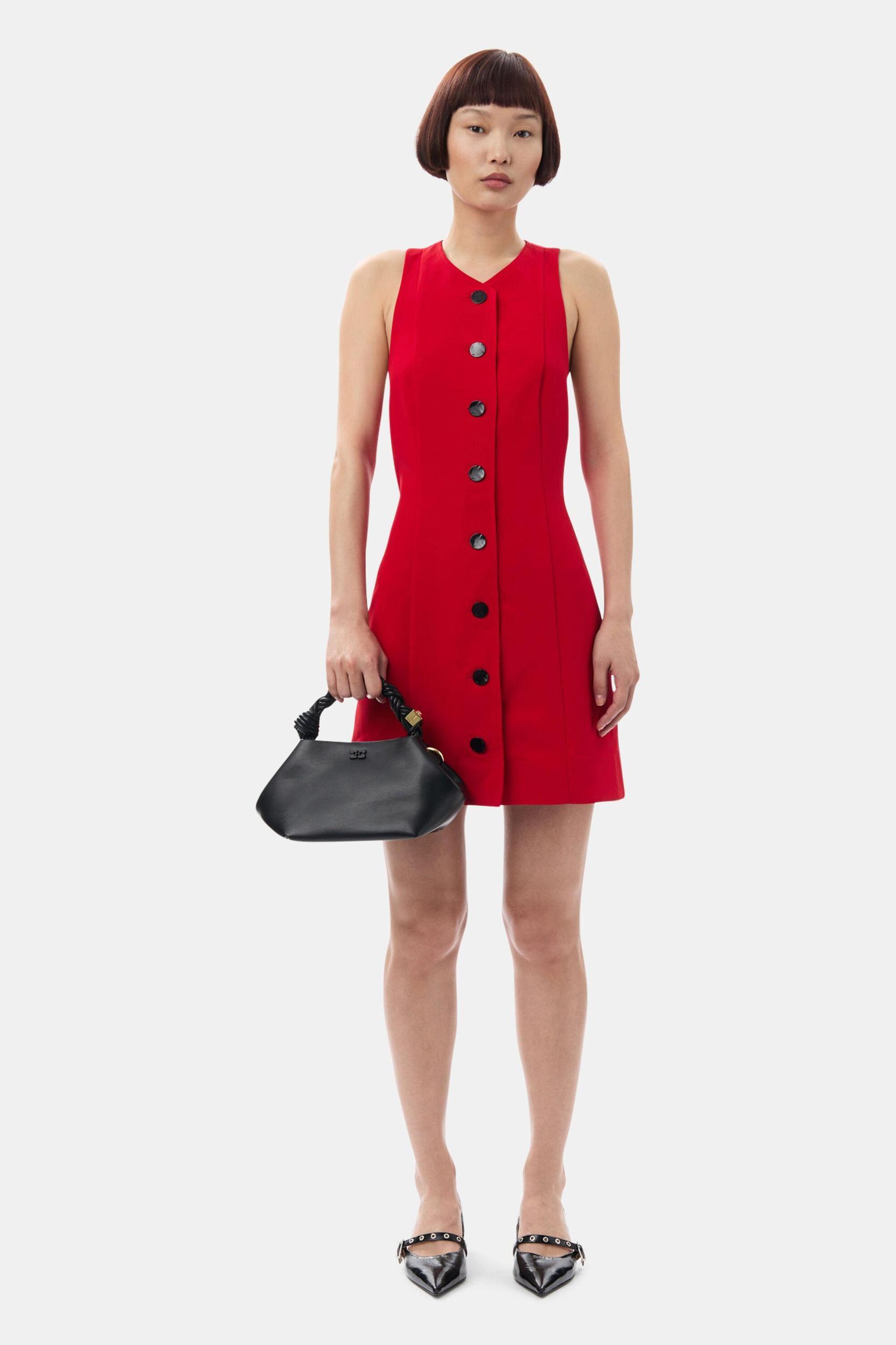 Red Twill Suiting Mini Dress Product Image