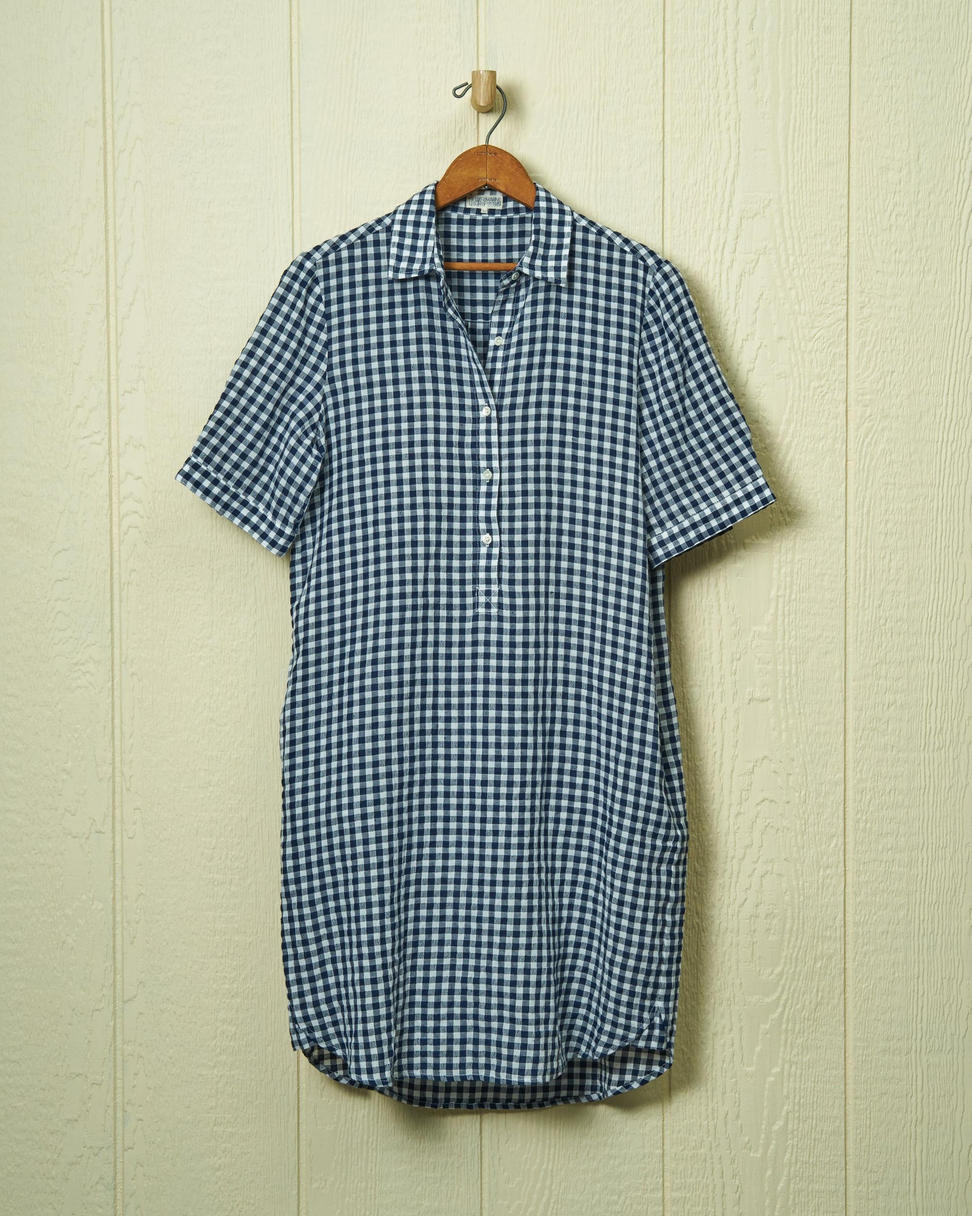 Beach Coverup in Navy Gingham Linen Product Image