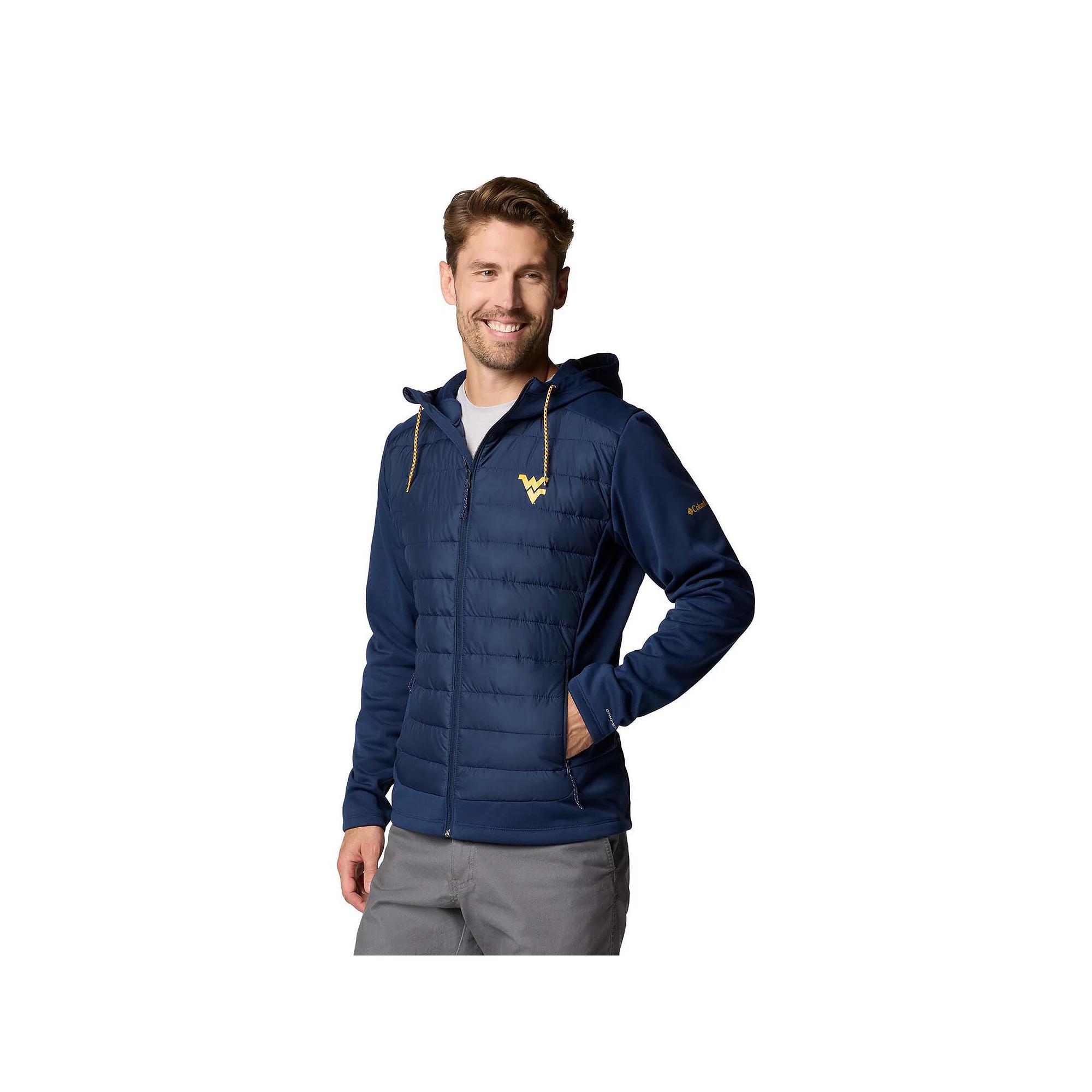 Men's Columbia  Navy West Virginia Mountaineers Out-Shield Hybrid Full-Zip Hoodie Jacket, Size: XL, Blue Product Image
