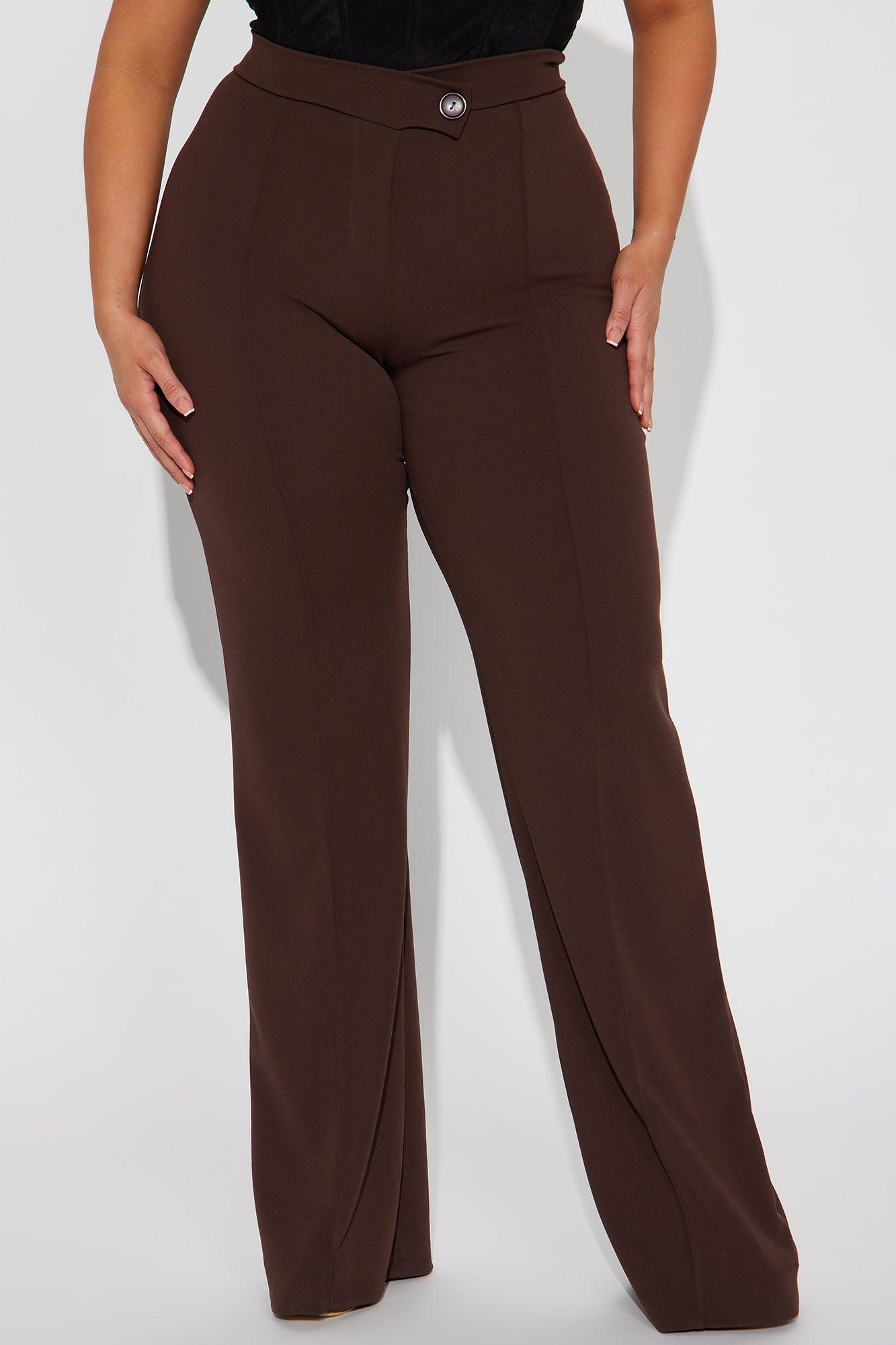 Tall Call It Even Wide Leg Dress Pants - Chocolate Product Image