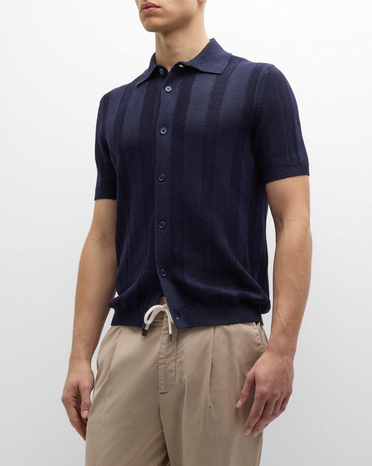 Men's Linen-Cotton Knit Short-Sleeve Sweater Product Image