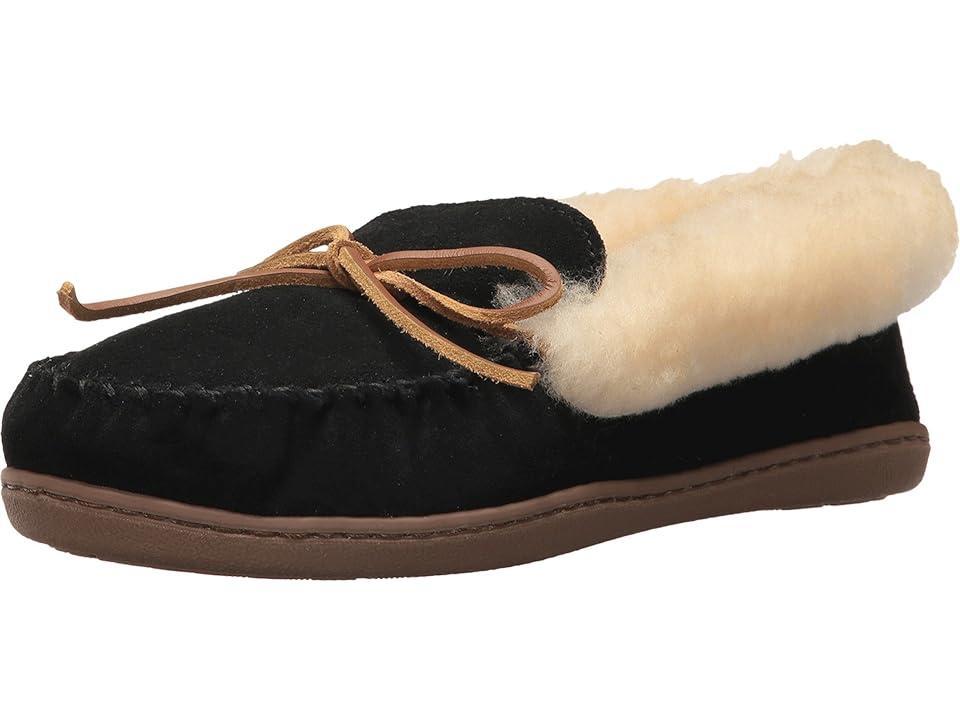 Minnetonka Alpine Bow Detail Suede Sheepskin Slippers Product Image