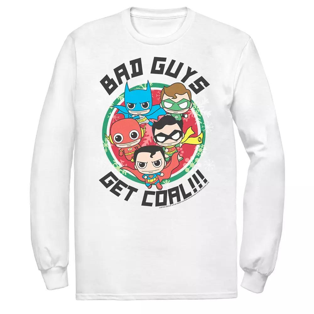 Men's DC Comics Justice League Bad Guys Get Coal Christmas Tee, Size: XL, White Product Image