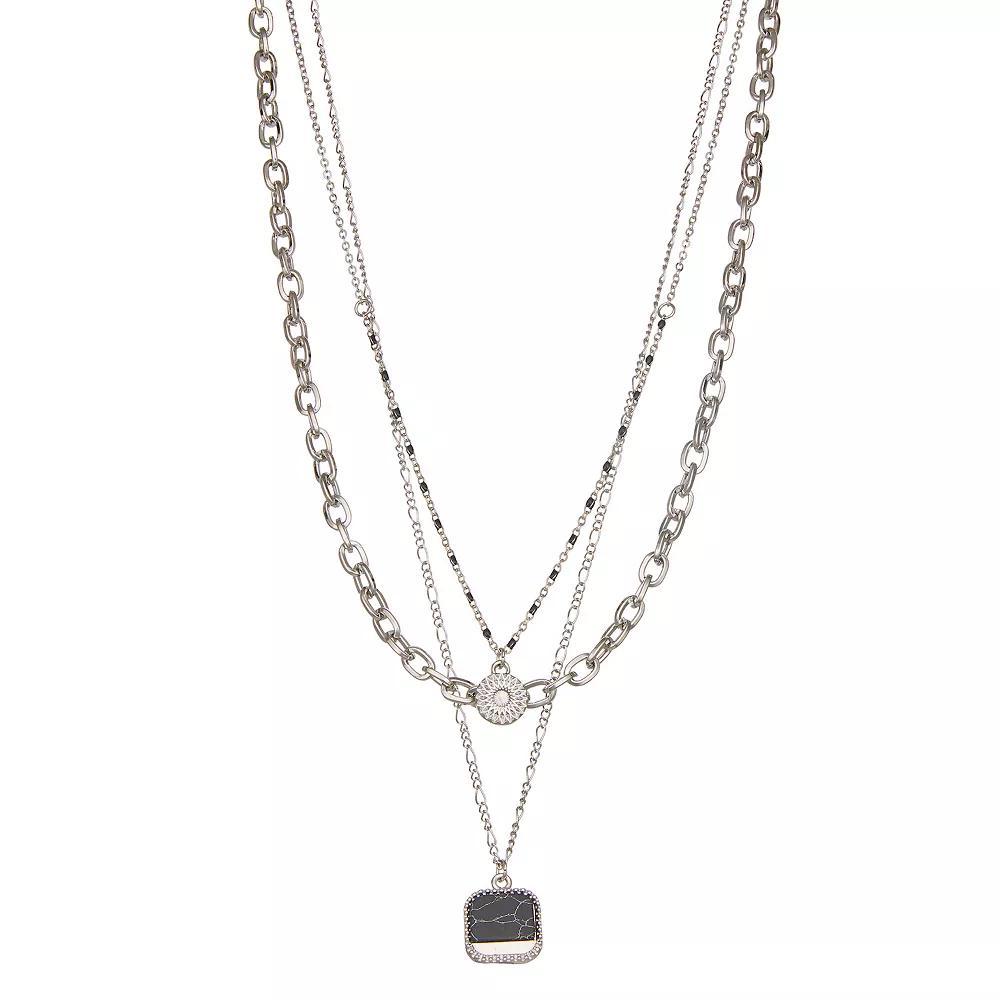 Emberly Layered Charms Necklace, Women's, Silver Tone Product Image