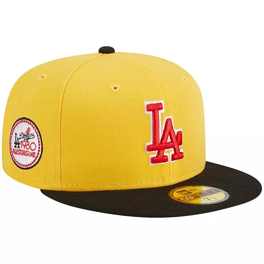 Men's New Era Yellow/Black Los Angeles Dodgers Grilled 59FIFTY Fitted Hat, Size: 7 3/8 Product Image