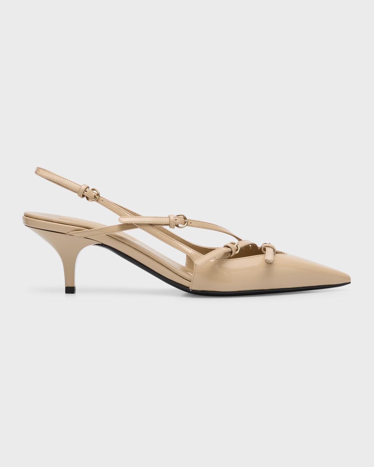 Patent Buckle-Trio Slingback Pumps Product Image