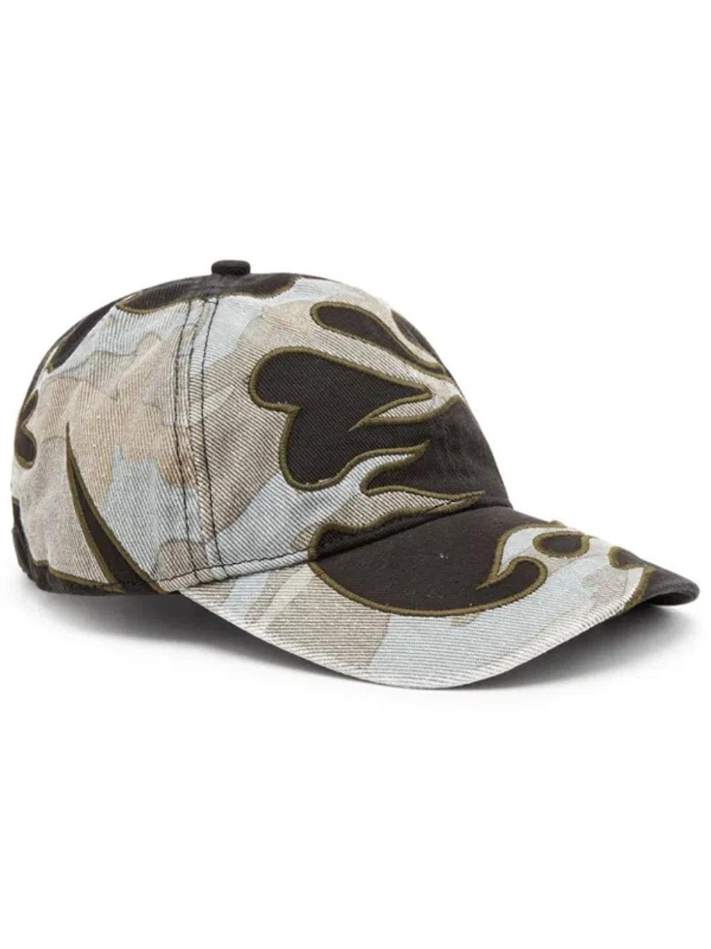 DIESEL Flame-embroidered Cotton Cap In Black Product Image