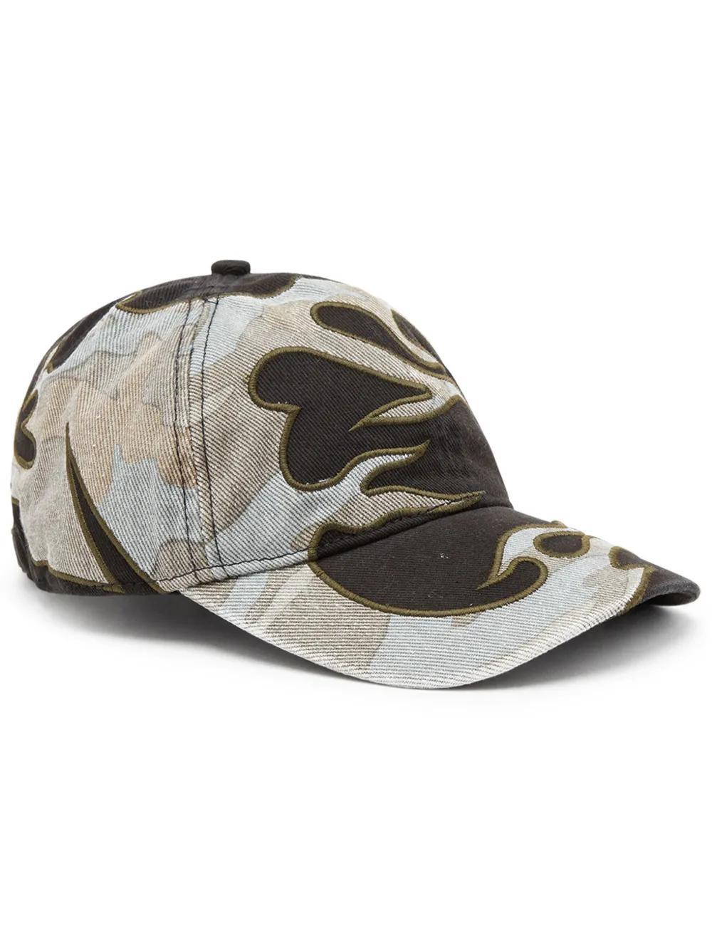 DIESEL Flame-embroidered Cotton Cap In Black Product Image
