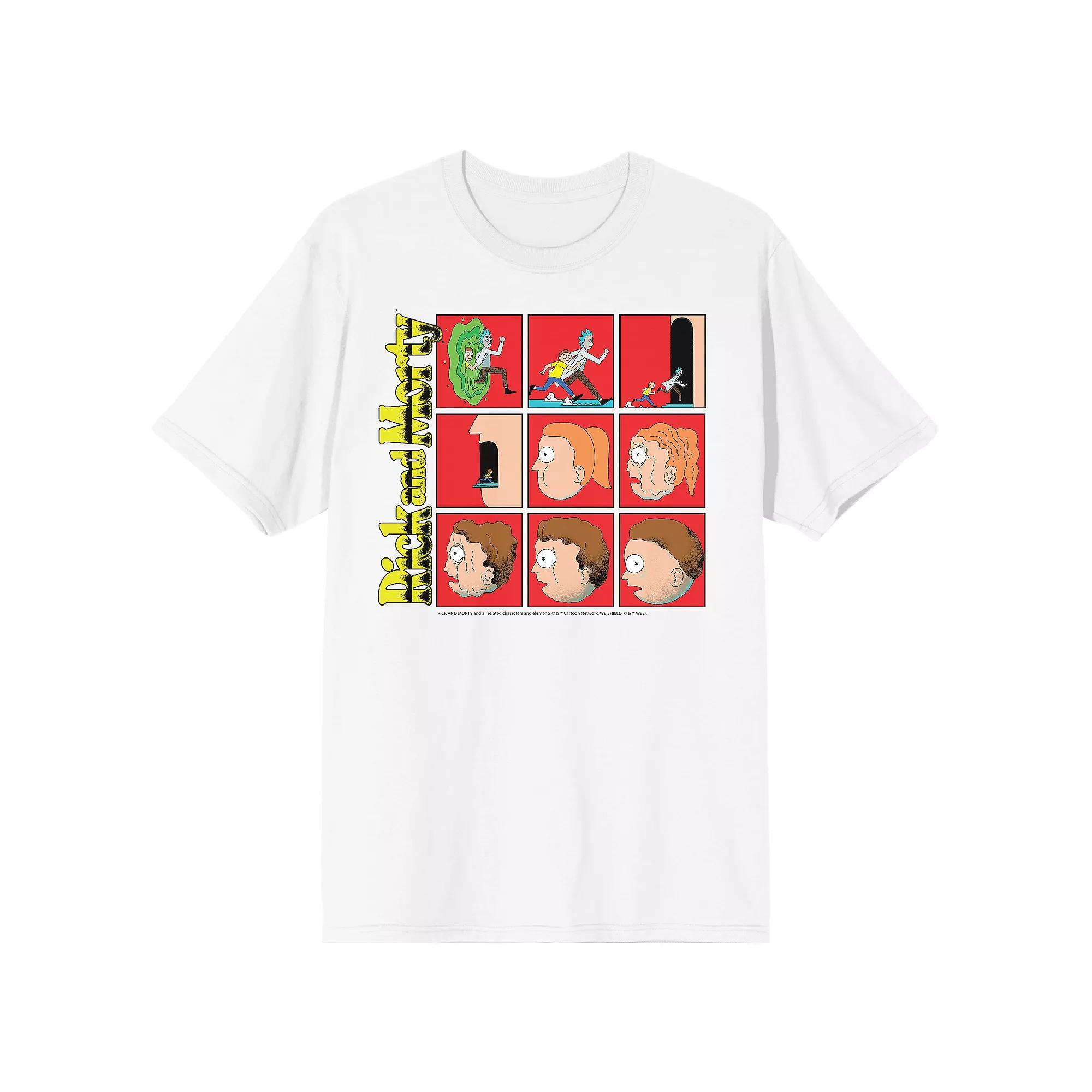 Men's Rick & Morty Panel Sequence Short Sleeve Graphic T-Shirt, Size: XL, White Product Image