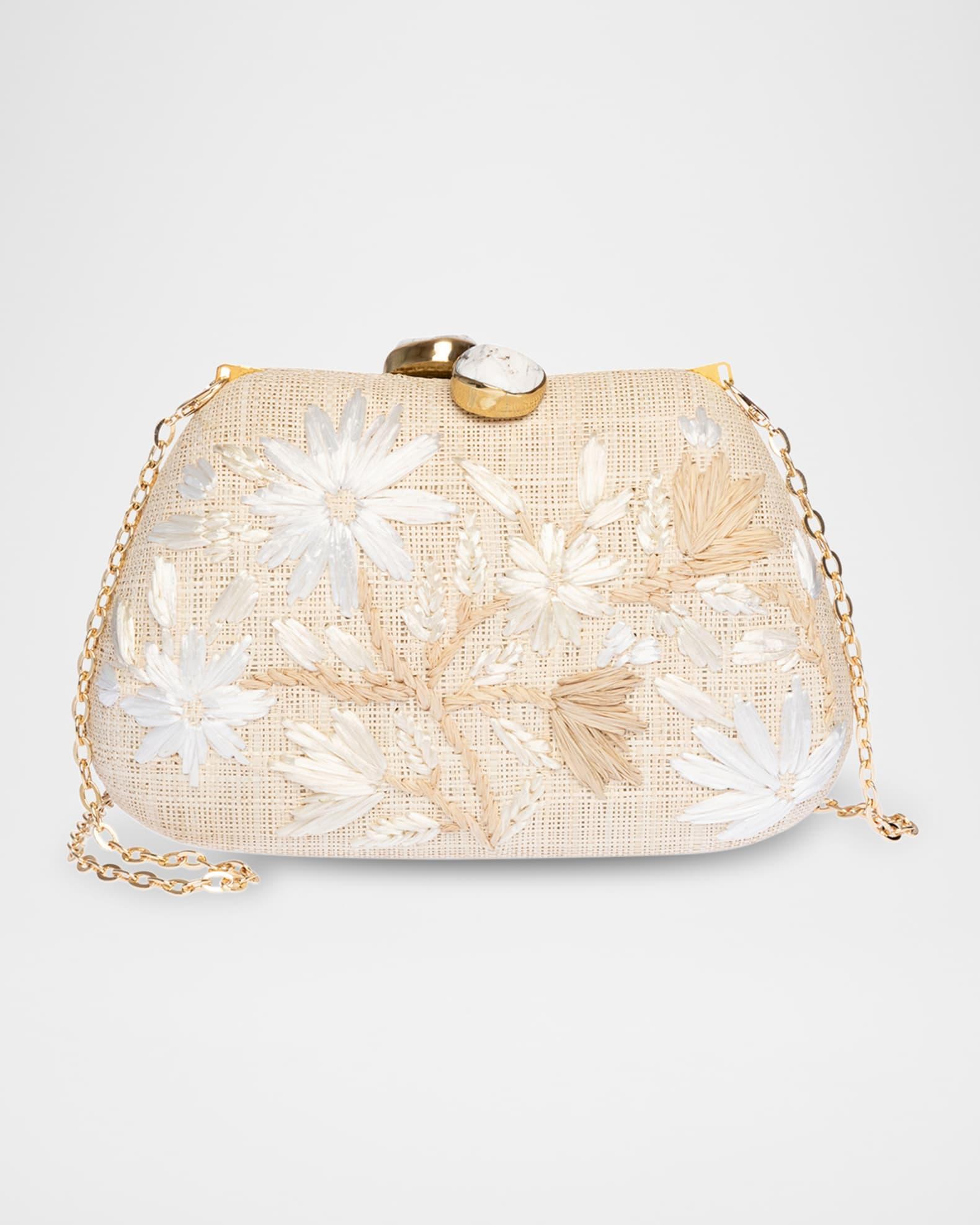 Tamu Flower Raffia Clutch Bag Product Image