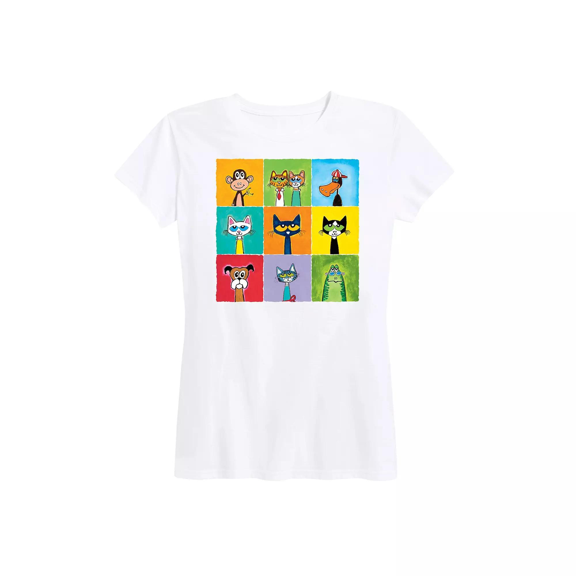 Womens Pete The Cat Family & Friends Collage Graphic Tee, Girls Blue Product Image