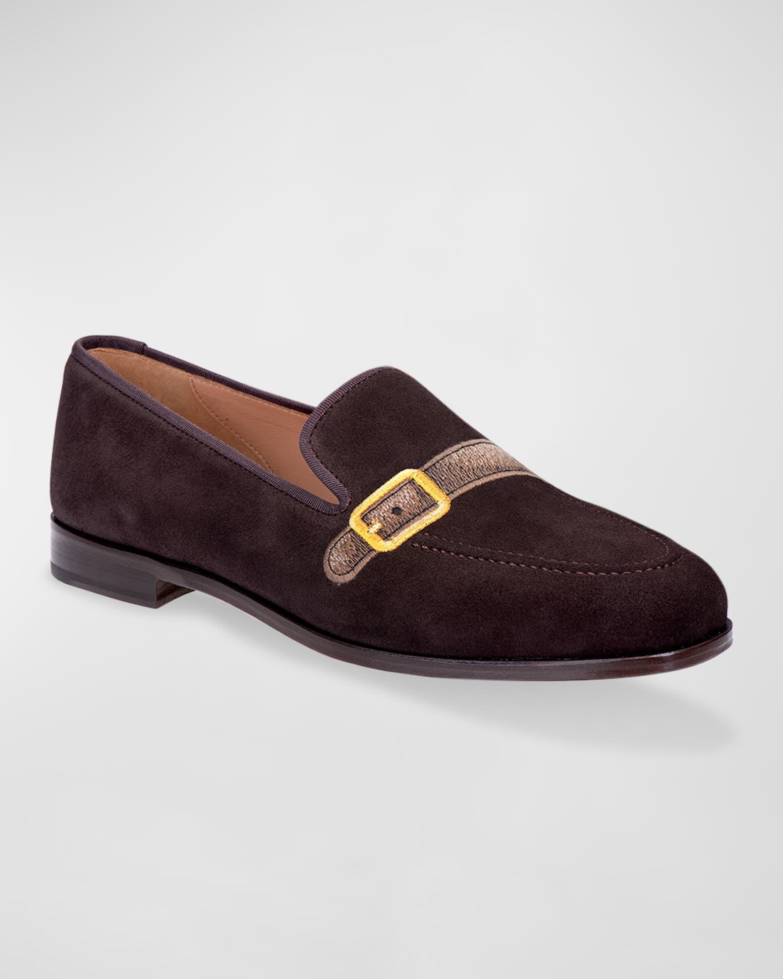 Men's Strapped Embroidered Strap Venetian Slippers Product Image