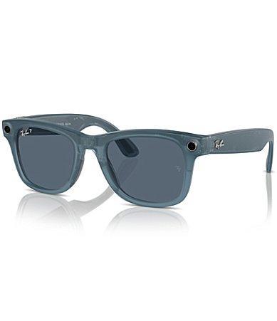 Ray-Ban Unisex Ray-Ban Meta Smart Glasses Wayfarer Large 53mm Transparent Polarized Sunglasses - Matte Jeans/Dusty Blu Product Image