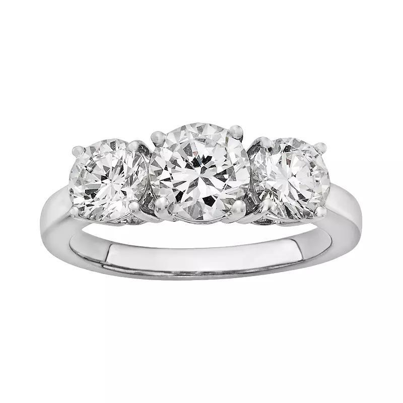 Diamonore Simulated Diamond 3-Stone Engagement Ring in Sterling Silver (2 ct. T.W.), Women's, Size: 5, White Product Image