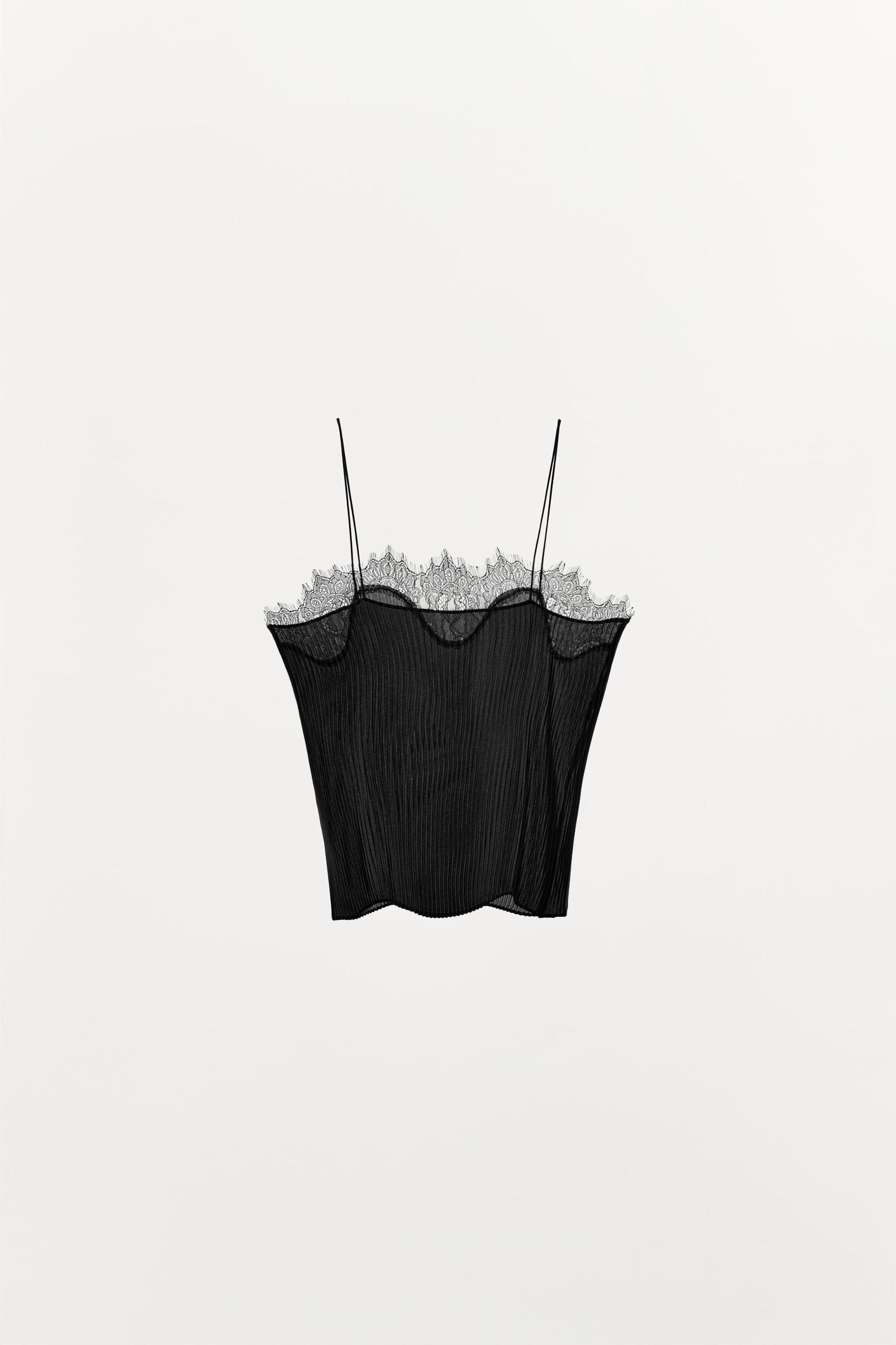 PLEATED LACE DETAIL TOP Product Image