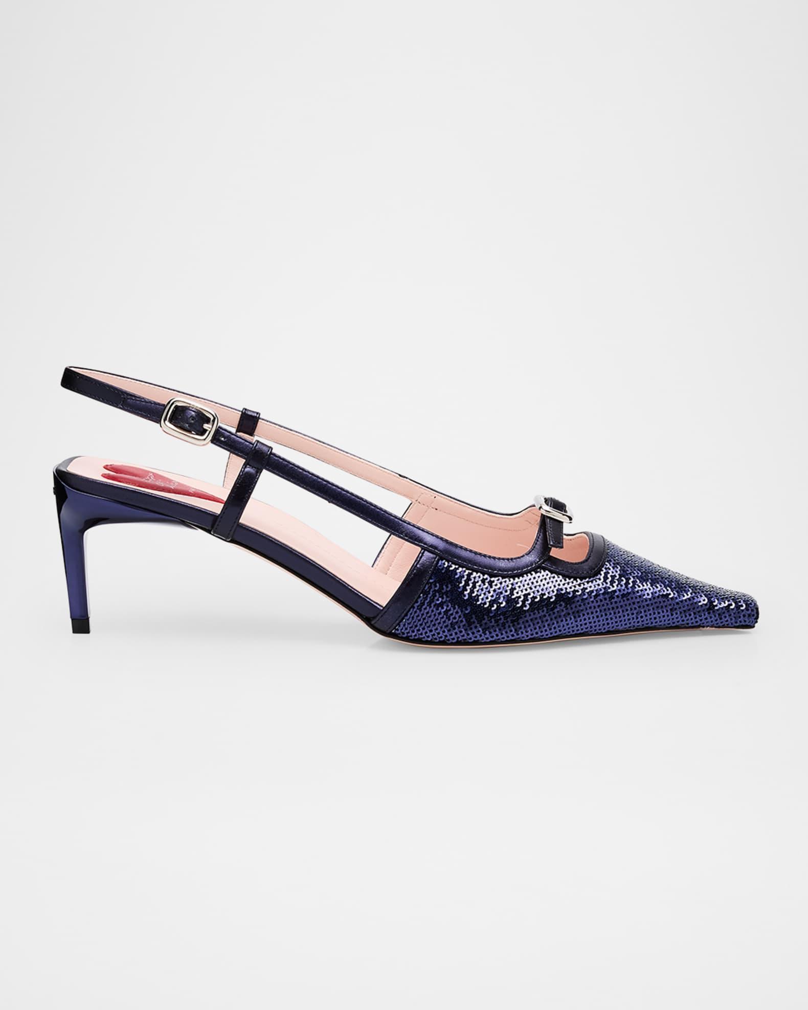 Sequin Buckle Slingback Pumps Product Image