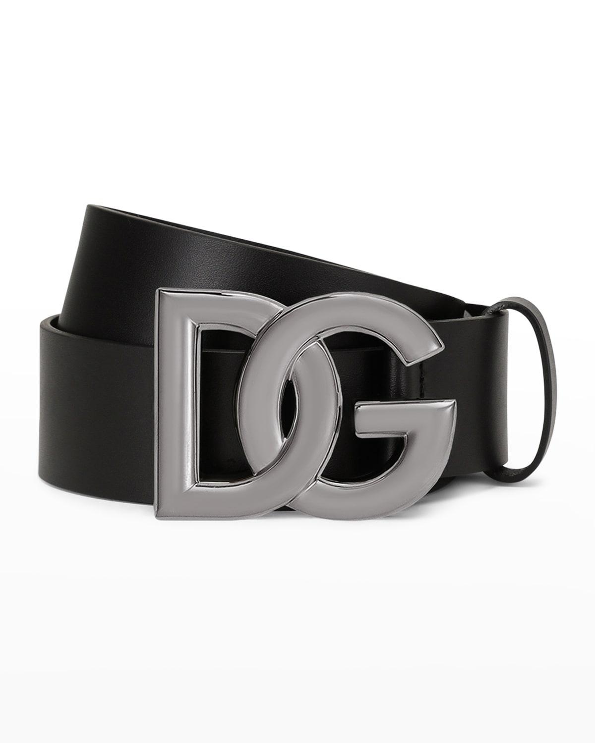 Mens DG-Logo Leather Buckle Belt Product Image