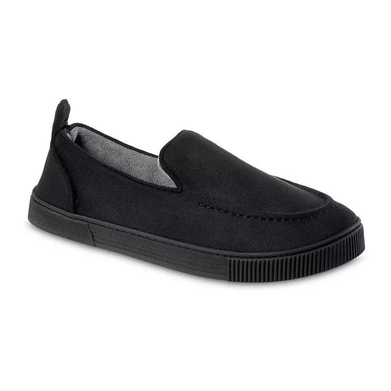 Isotoner Mens Emmett Microsuede & Canvas Closed Back Slippers - Cognac XXL Product Image