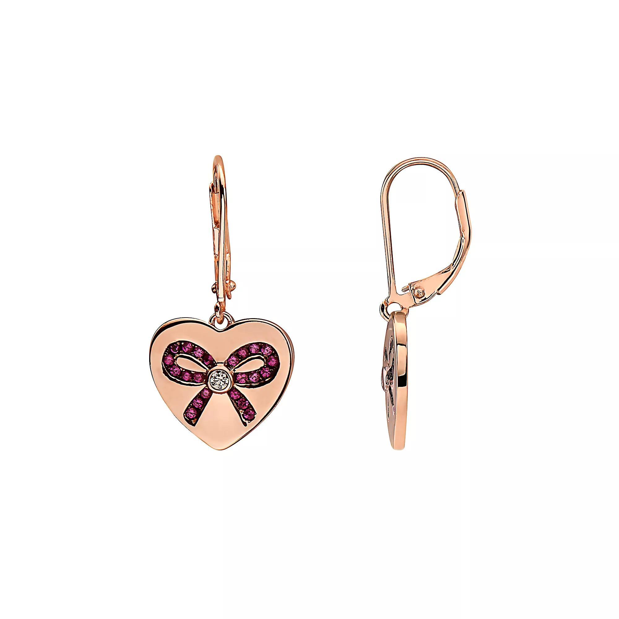 18k Rose Gold Over Sterling Silver Pink Cubic Zirconia Leverback Earrings, Womens, Pink Tone Product Image