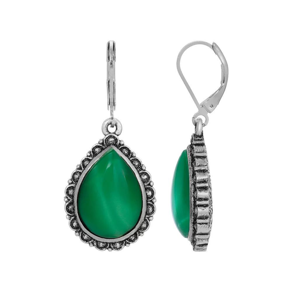 1928 Silver Tone Teardrop Earrings, Womens Product Image