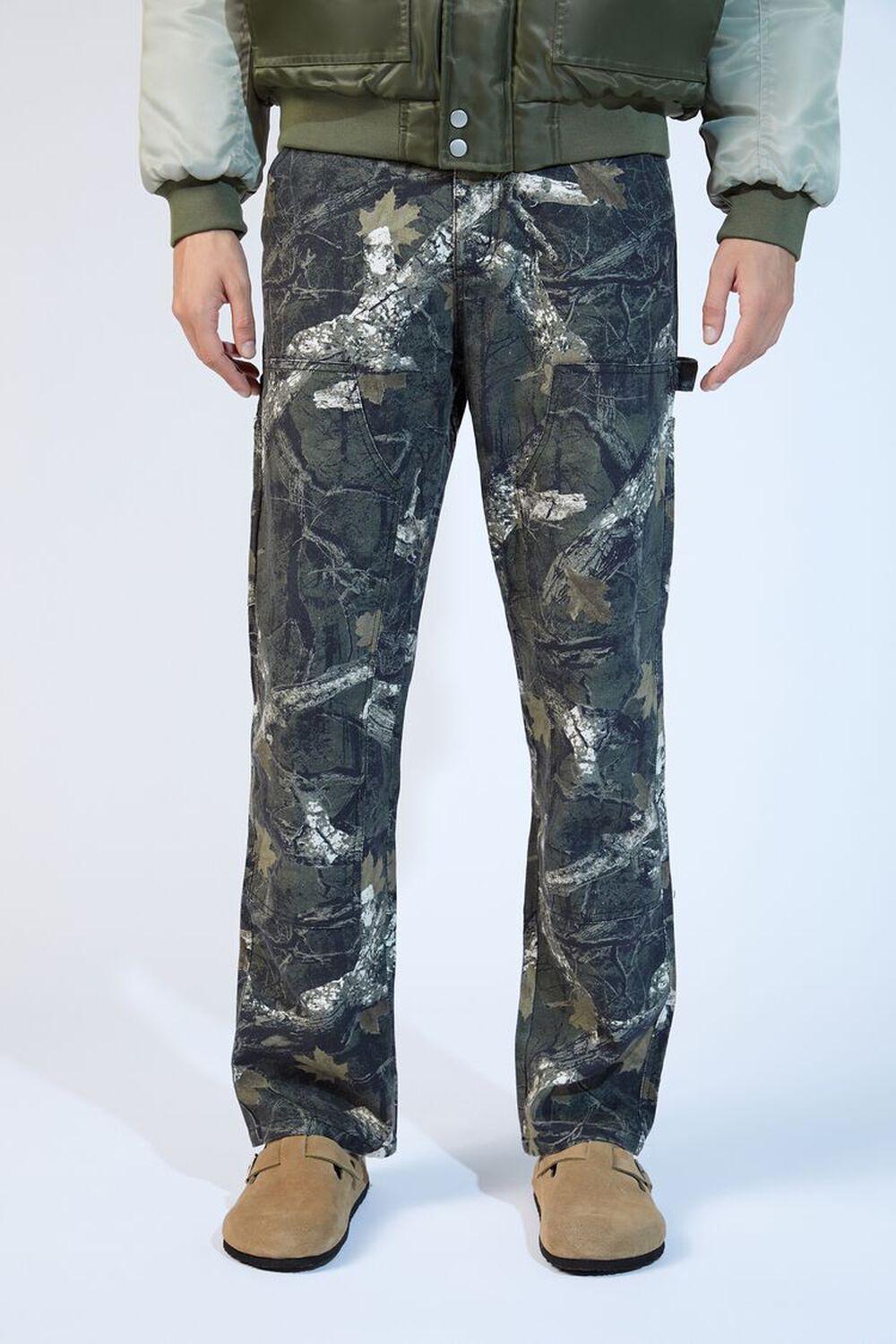 Leaf Print Mid-Rise Straight Pants | Forever 21 Product Image