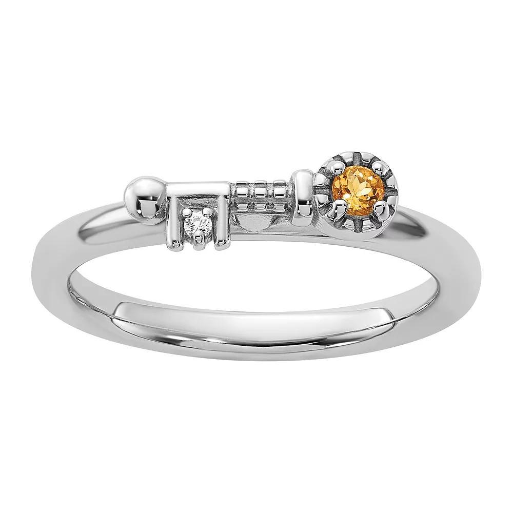 Stacks & Stones Sterling Silver Stackable Gemstone Key Ring, Women's, Size: 5, Citrine Product Image