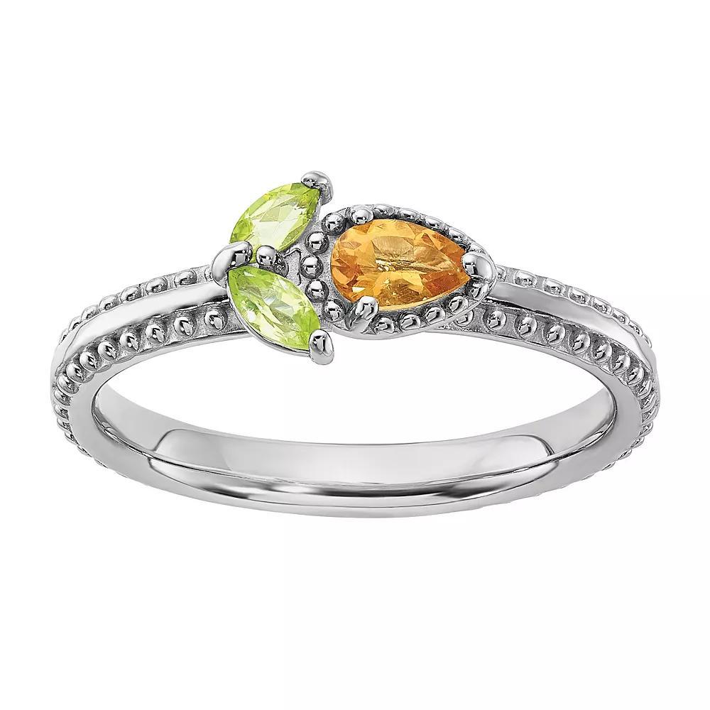 Stacks & Stones Sterling Silver Gemstone Flower Stackable Ring, Women's, Size: 7, Citrine Product Image