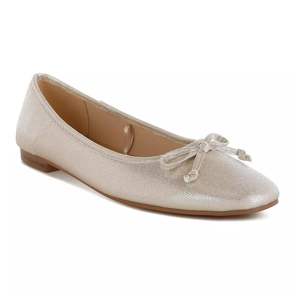 Rag & Co Agshin Women's Bow Detail Glitter Ballet Flats, Size: 8, Gold Product Image