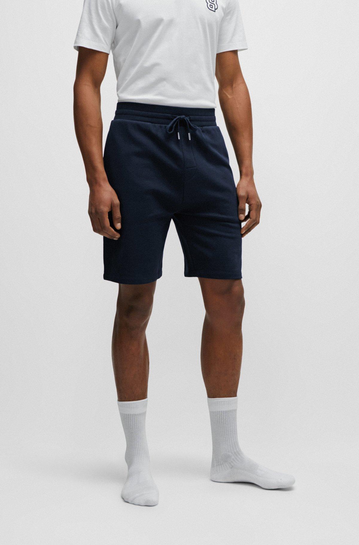 Cotton-terry shorts with double monogram and drawstring  Product Image