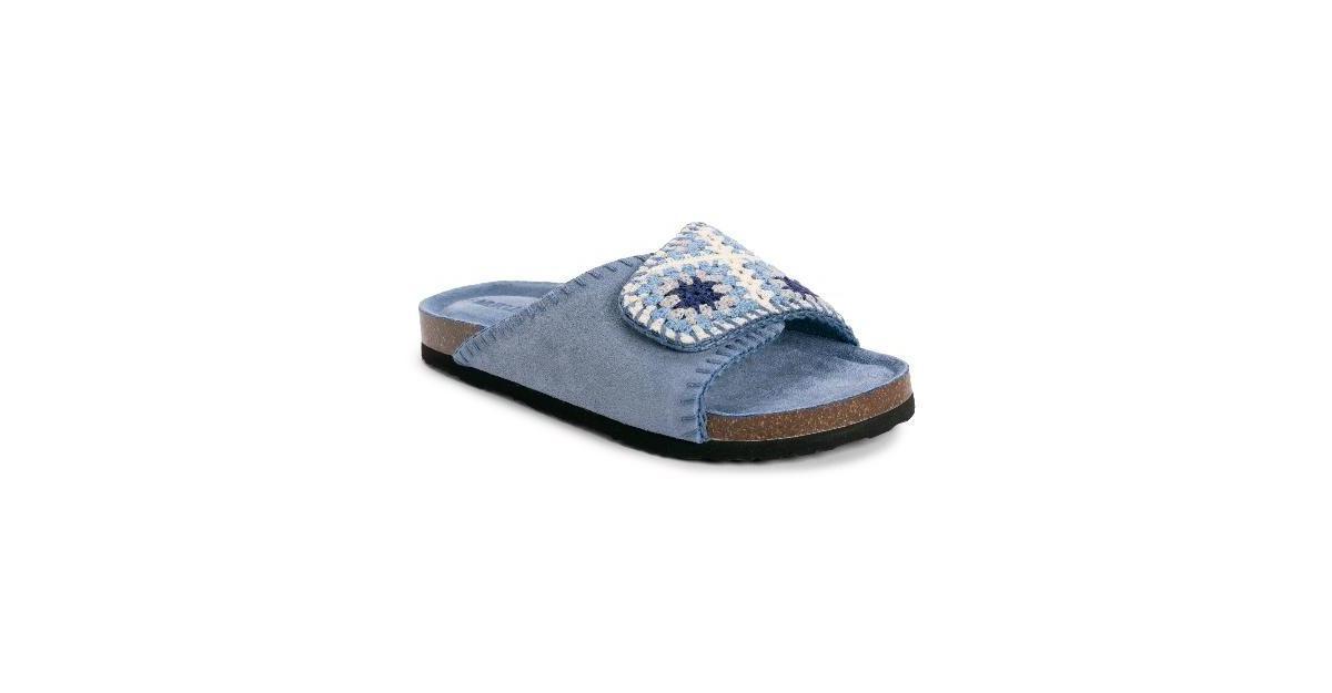 MUK LUKS Gigi Womens Suede Crochet Slide Sandals Product Image