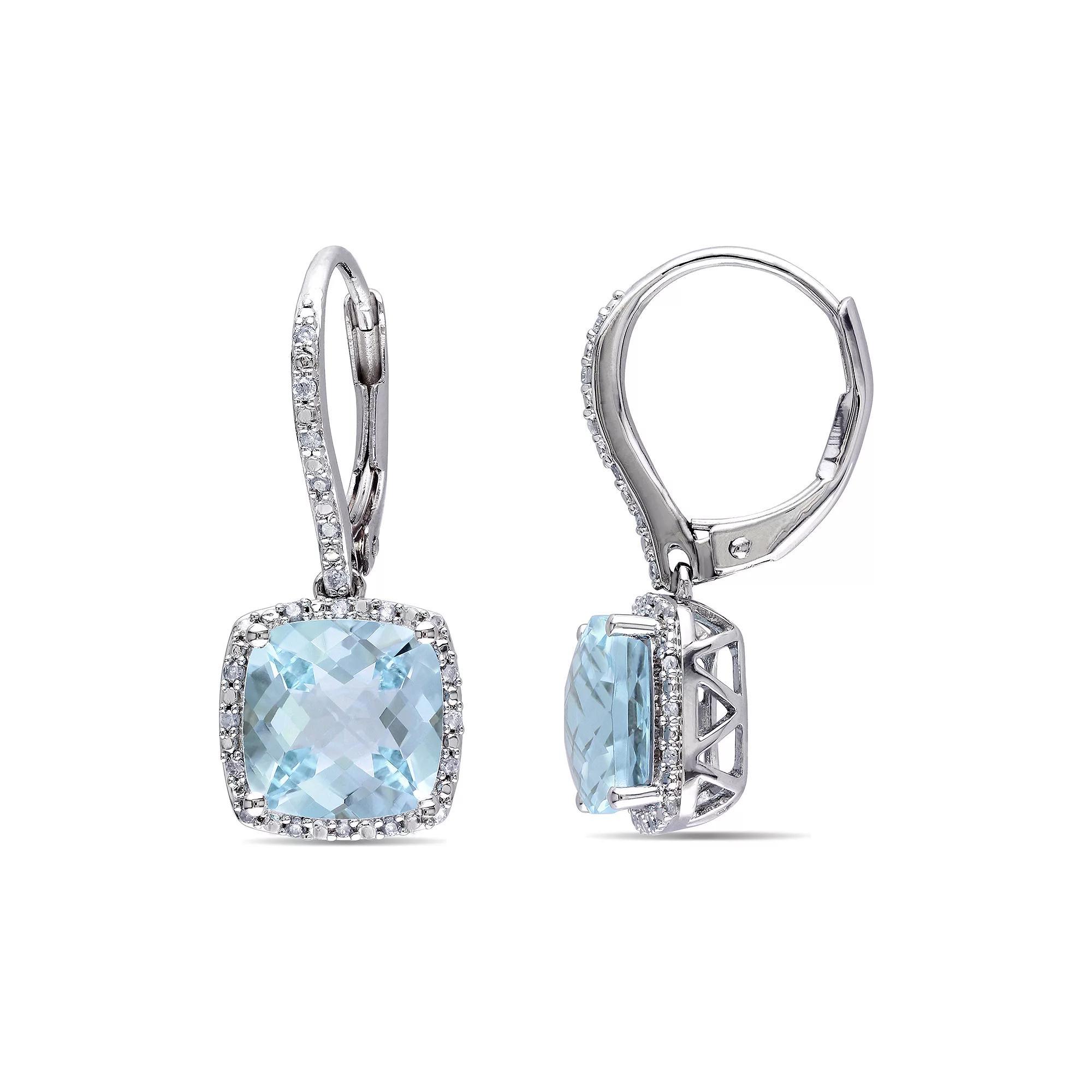 Stella Grace 1/5 Carat T.W. Diamond & Blue Topaz Drop Earrings, Womens, Sterling Product Image