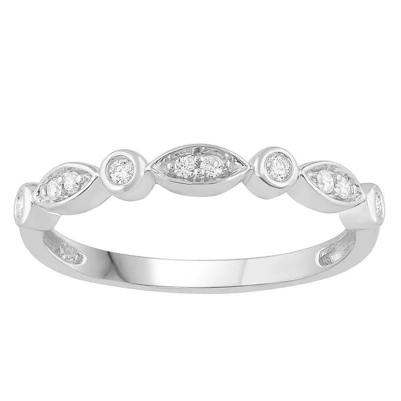 10k Gold 1/10 Carat T.W. Diamond Stackable Marquise Ring, Women's, Size: 7, Pink Product Image